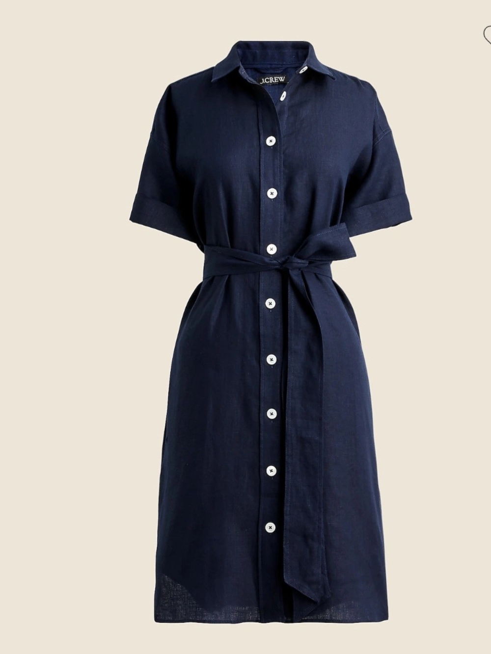 J.Crew Capitain Navy Linen Shirt Dress, Sz M